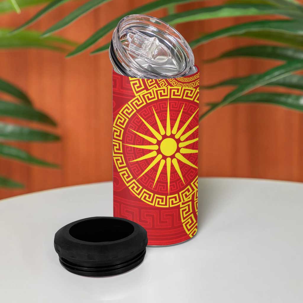 Vergina Sun Macedonia 4 in 1 Can Cooler Tumbler Greek Pattern Red - Wonder Print Shop