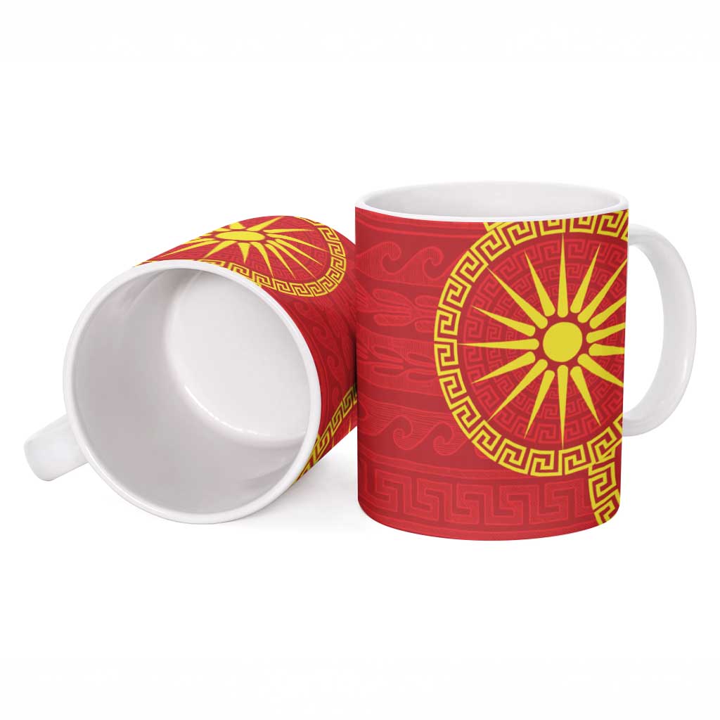 Vergina Sun Macedonia Ceramic Mug Greek Pattern Red - Wonder Print Shop