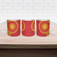 Vergina Sun Macedonia Ceramic Mug Greek Pattern Red - Wonder Print Shop
