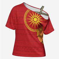 Vergina Sun Macedonia Cross Shoulder Shirt Greek Pattern Red - Wonder Print Shop