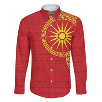 Vergina Sun Macedonia Family Matching Long Sleeve Bodycon Dress and Hawaiian Shirt Greek Pattern Red - Wonder Print Shop