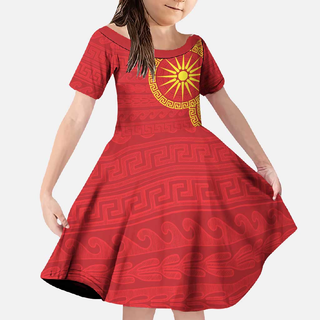 Vergina Sun Macedonia Family Matching Mermaid Dress and Hawaiian Shirt Greek Pattern Red - Wonder Print Shop