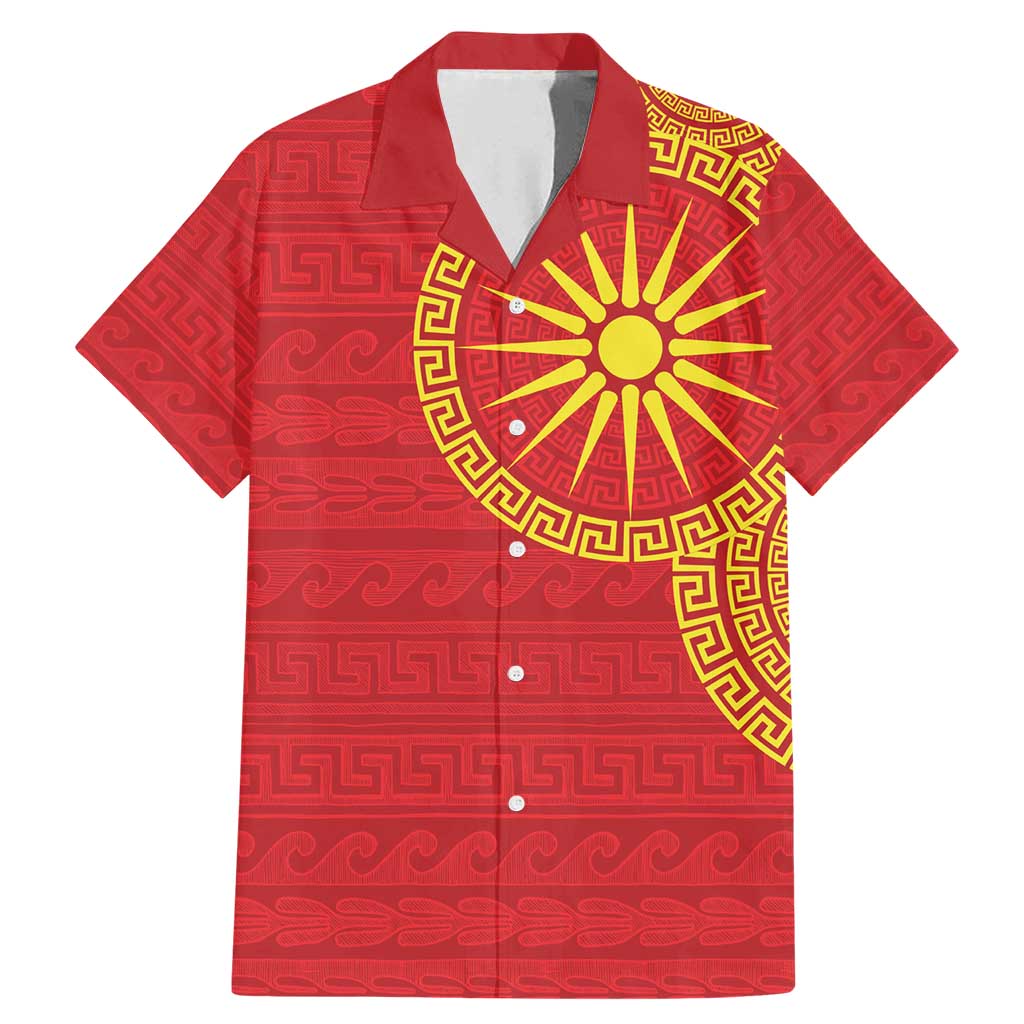 Vergina Sun Macedonia Family Matching Mermaid Dress and Hawaiian Shirt Greek Pattern Red - Wonder Print Shop