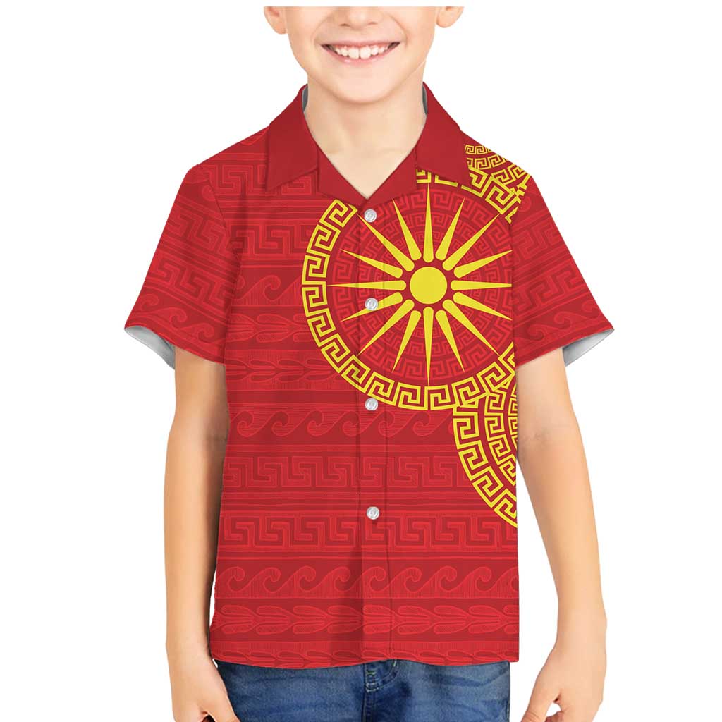 Vergina Sun Macedonia Family Matching Mermaid Dress and Hawaiian Shirt Greek Pattern Red - Wonder Print Shop