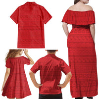 Vergina Sun Macedonia Family Matching Off Shoulder Maxi Dress and Hawaiian Shirt Greek Pattern Red - Wonder Print Shop