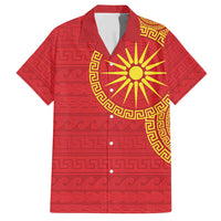 Vergina Sun Macedonia Family Matching Short Sleeve Bodycon Dress and Hawaiian Shirt Greek Pattern Red - Wonder Print Shop
