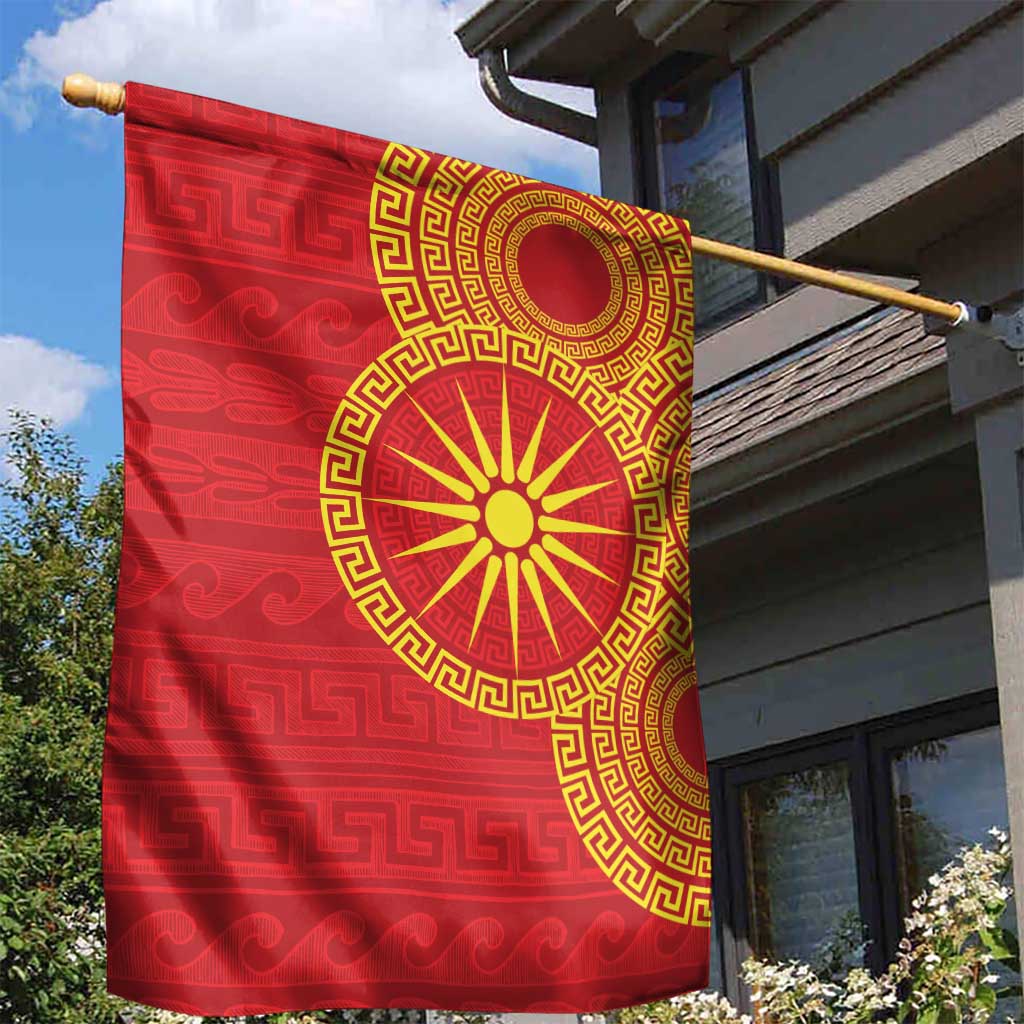 Vergina Sun Macedonia Garden Flag Greek Pattern Red - Wonder Print Shop