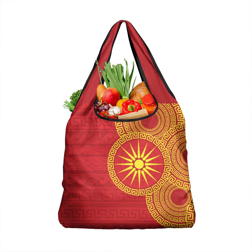 Vergina Sun Macedonia Grocery Bag Greek Pattern Red - Wonder Print Shop