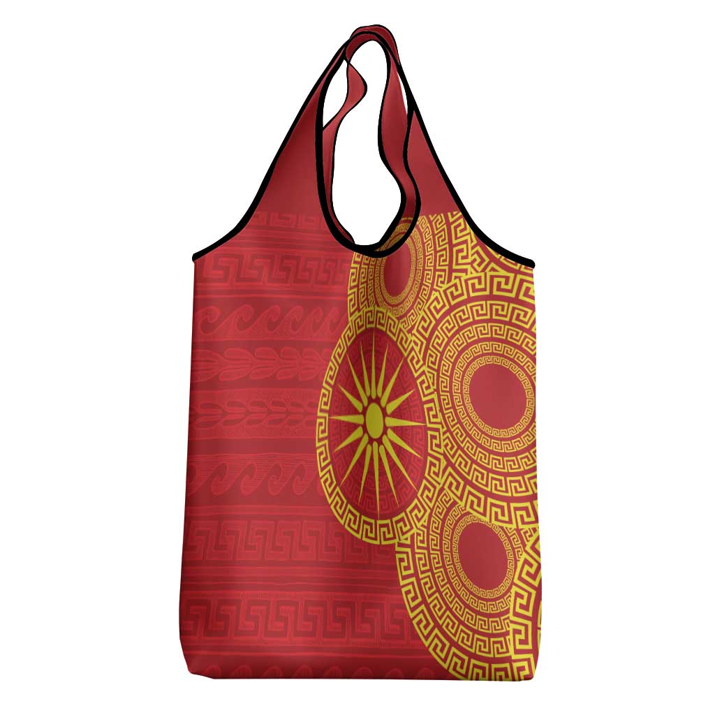 Vergina Sun Macedonia Grocery Bag Greek Pattern Red - Wonder Print Shop