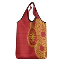 Vergina Sun Macedonia Grocery Bag Greek Pattern Red - Wonder Print Shop