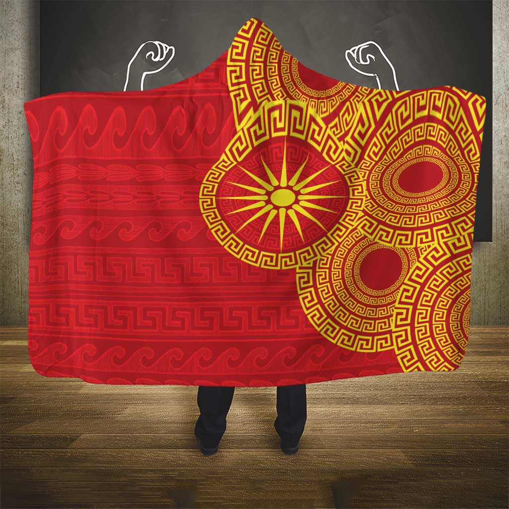 Vergina Sun Macedonia Hooded Blanket Greek Pattern Red - Wonder Print Shop