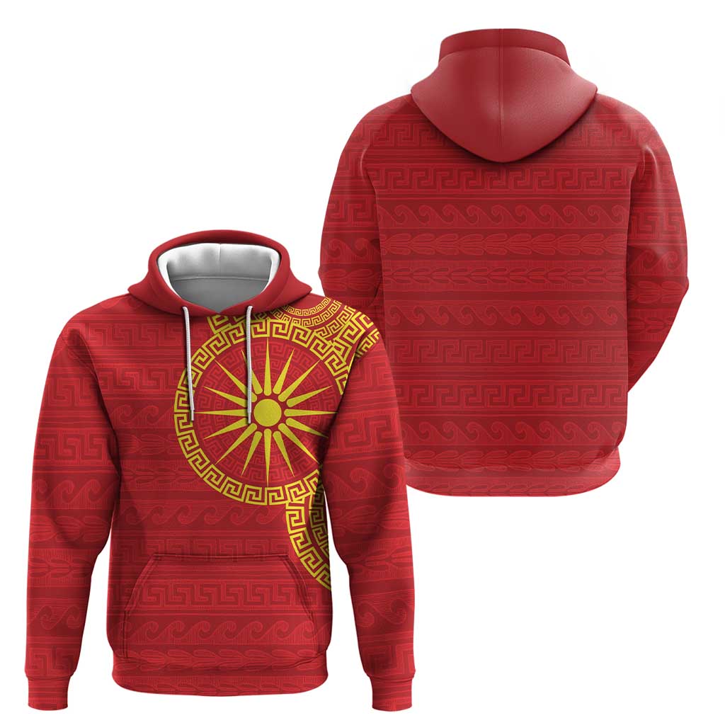 Vergina Sun Macedonia Hoodie Greek Pattern Red - Wonder Print Shop