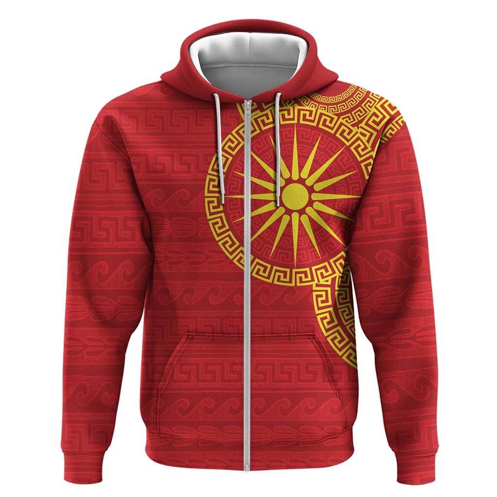 Vergina Sun Macedonia Hoodie Greek Pattern Red - Wonder Print Shop