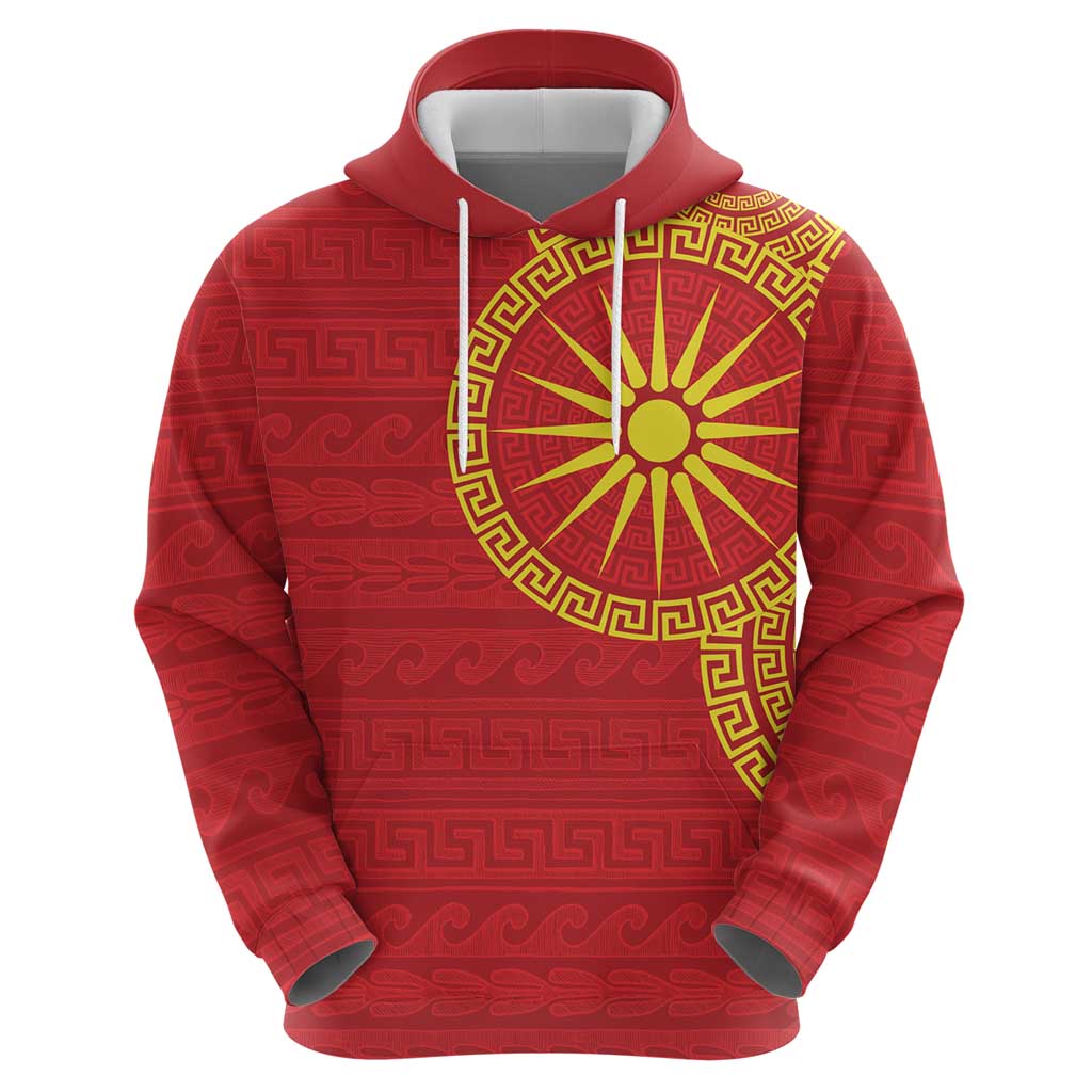 Vergina Sun Macedonia Hoodie Greek Pattern Red - Wonder Print Shop