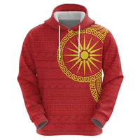 Vergina Sun Macedonia Hoodie Greek Pattern Red - Wonder Print Shop