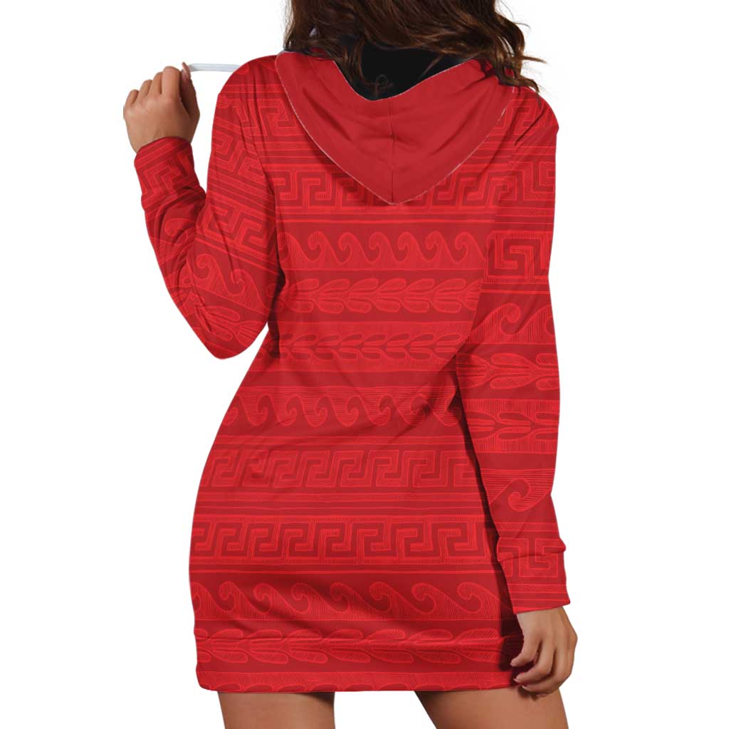 Vergina Sun Macedonia Hoodie Dress Greek Pattern Red - Wonder Print Shop