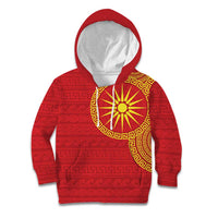 Vergina Sun Macedonia Kid Hoodie Greek Pattern Red - Wonder Print Shop