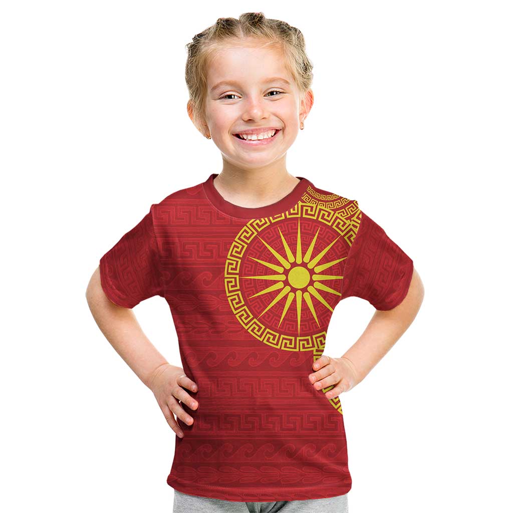 Vergina Sun Macedonia Kid T Shirt Greek Pattern Red - Wonder Print Shop