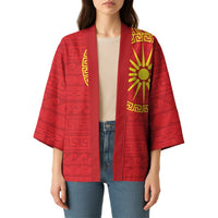 Vergina Sun Macedonia Kimono Greek Pattern Red - Wonder Print Shop