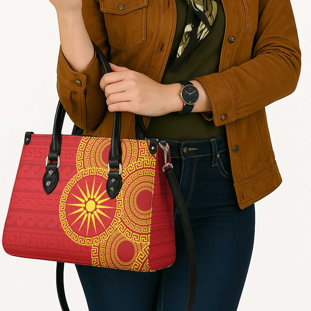 Vergina Sun Macedonia Leather Bag Greek Pattern Red - Wonder Print Shop