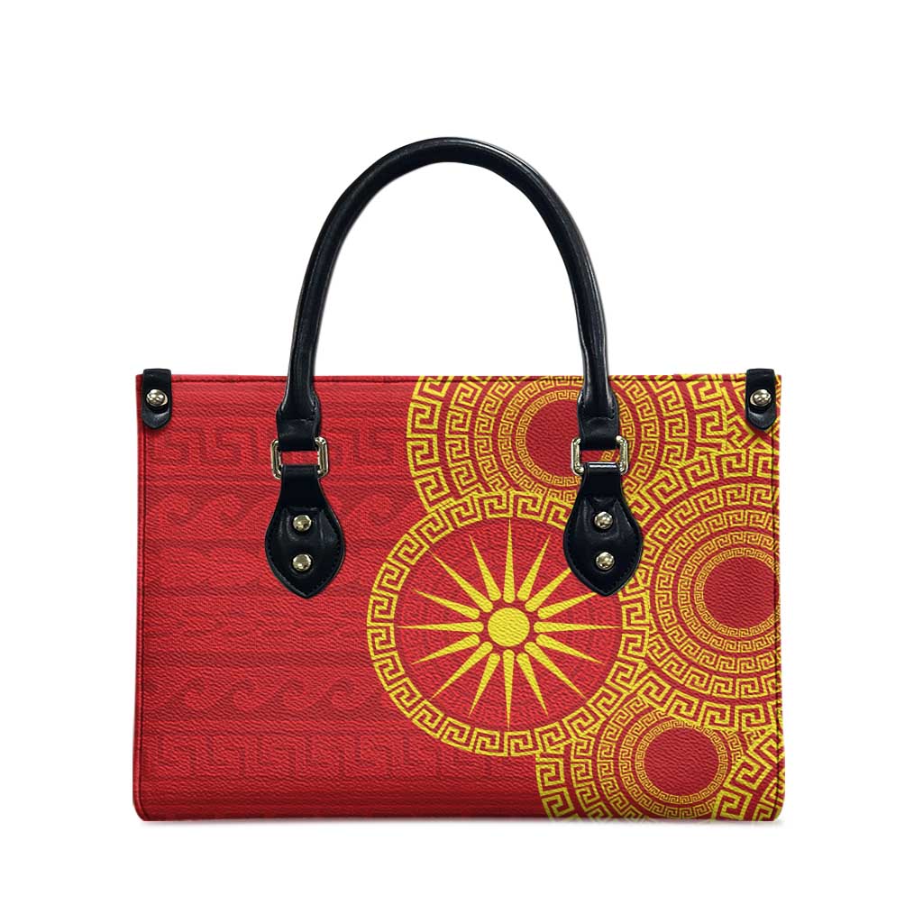 Vergina Sun Macedonia Leather Bag Greek Pattern Red - Wonder Print Shop