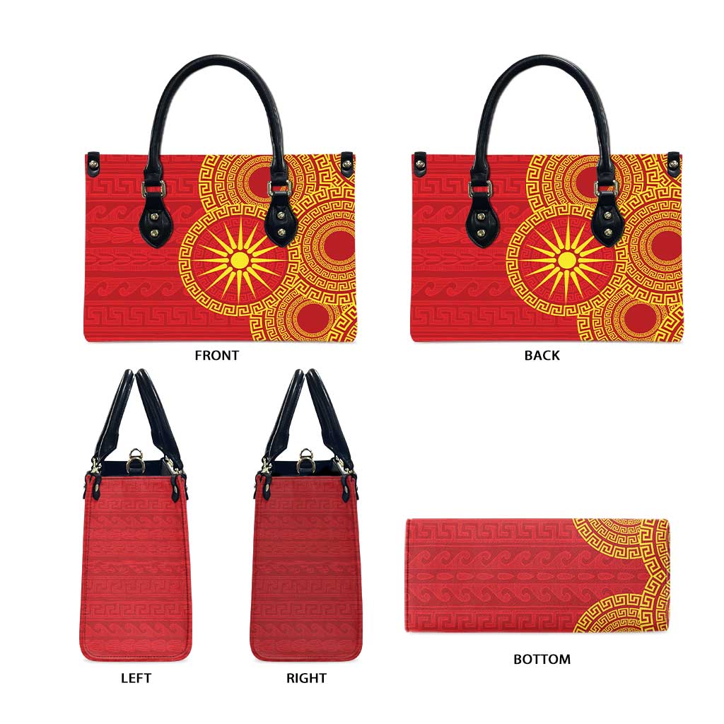 Vergina Sun Macedonia Leather Bag Greek Pattern Red - Wonder Print Shop