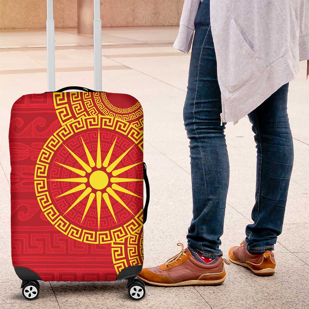 Vergina Sun Macedonia Luggage Cover Greek Pattern Red - Wonder Print Shop