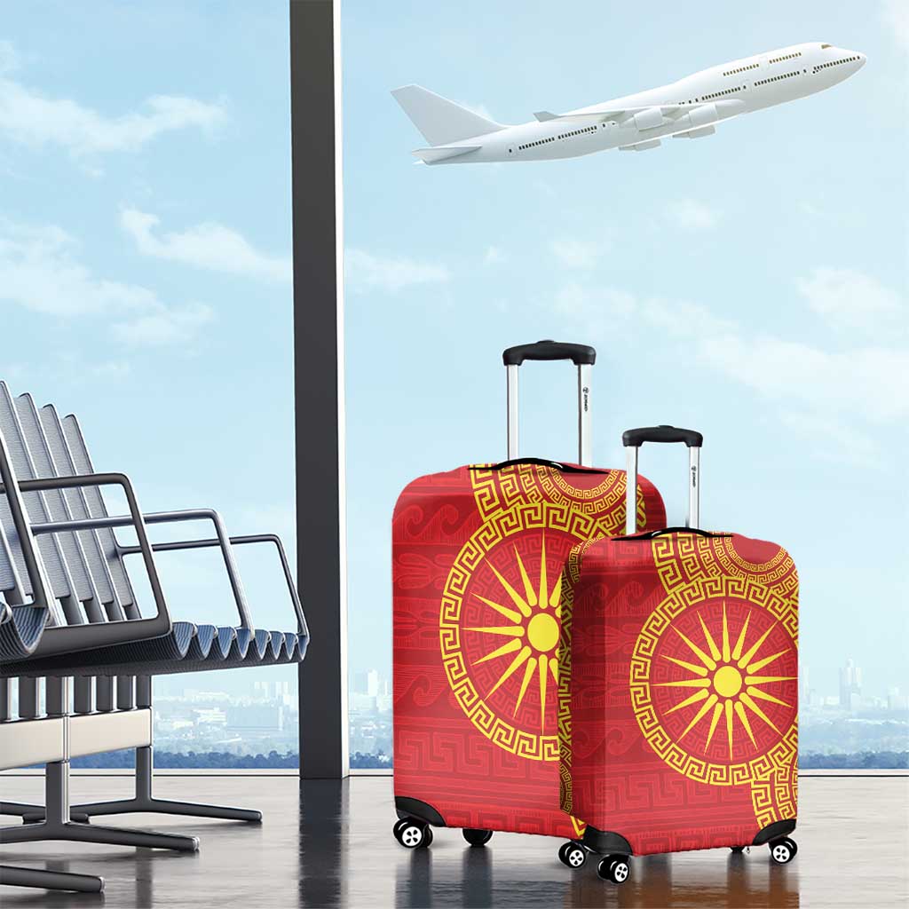 Vergina Sun Macedonia Luggage Cover Greek Pattern Red - Wonder Print Shop