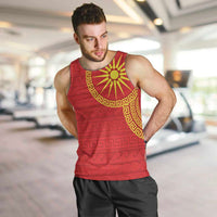 Vergina Sun Macedonia Men Tank Top Greek Pattern Red - Wonder Print Shop