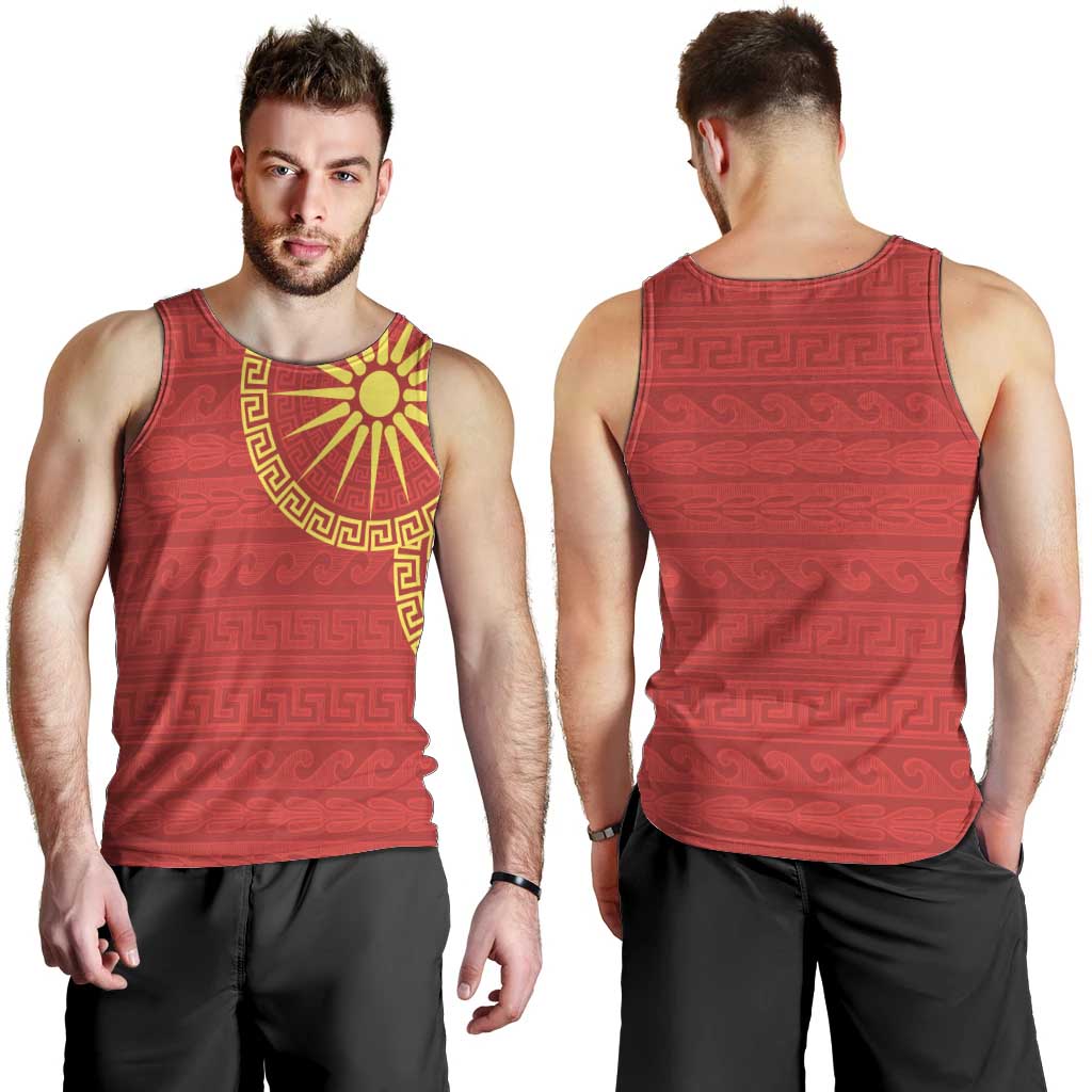 Vergina Sun Macedonia Men Tank Top Greek Pattern Red - Wonder Print Shop