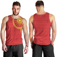 Vergina Sun Macedonia Men Tank Top Greek Pattern Red - Wonder Print Shop