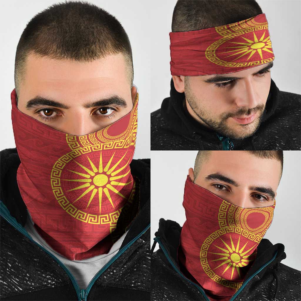 Vergina Sun Macedonia Neck Gaiter Greek Pattern Red - Wonder Print Shop