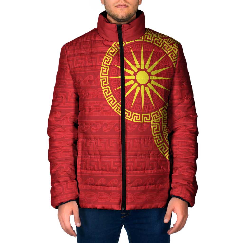 Vergina Sun Macedonia Padded Jacket Greek Pattern Red - Wonder Print Shop
