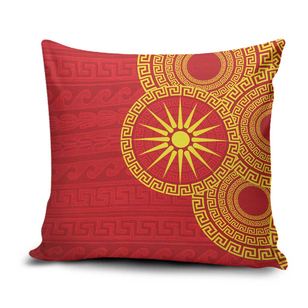 Vergina Sun Macedonia Pillow Cover Greek Pattern Red - Wonder Print Shop