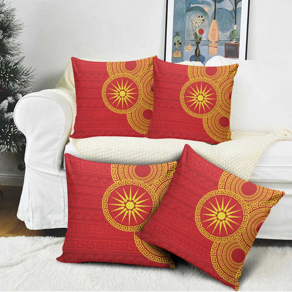 Vergina Sun Macedonia Pillow Cover Greek Pattern Red - Wonder Print Shop