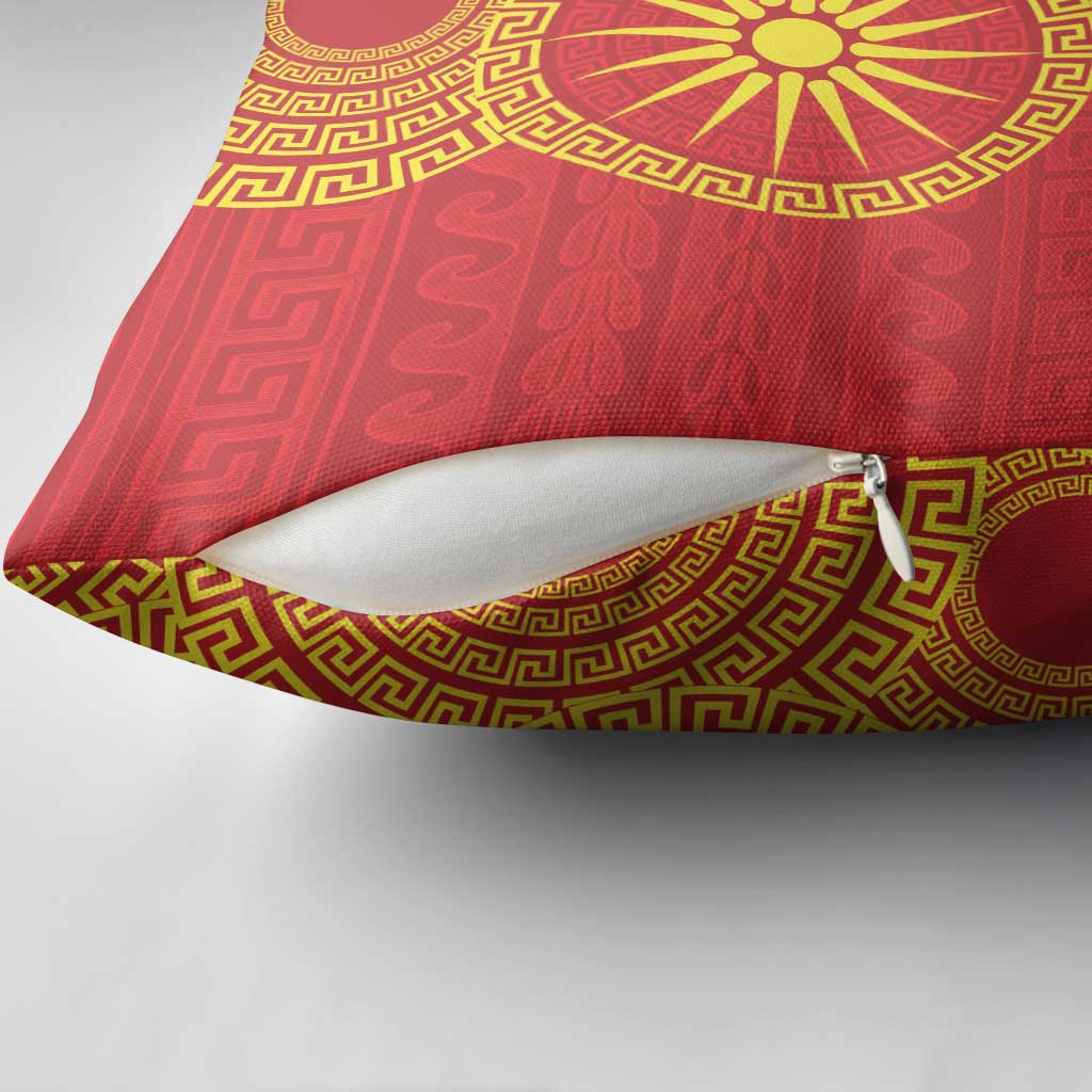 Vergina Sun Macedonia Pillow Cover Greek Pattern Red - Wonder Print Shop