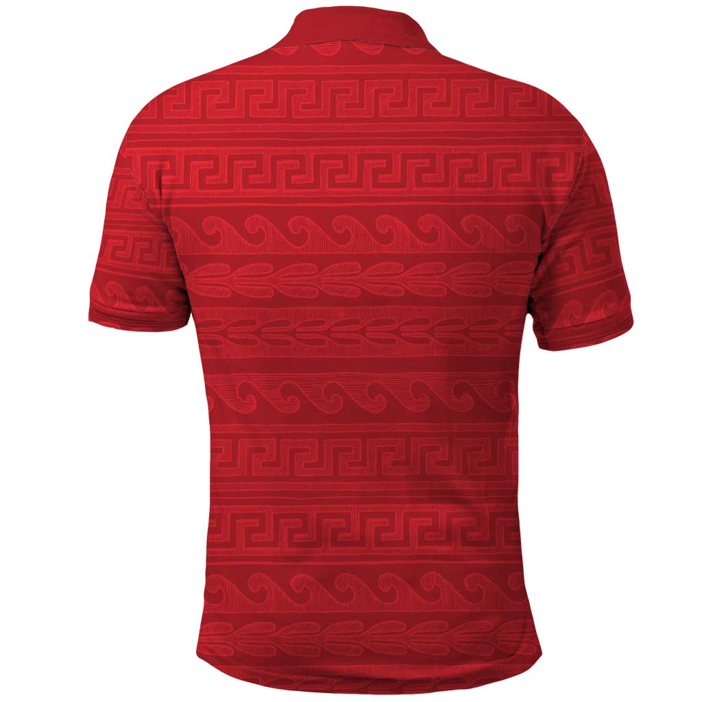 Vergina Sun Macedonia Polo Shirt Greek Pattern Red - Wonder Print Shop