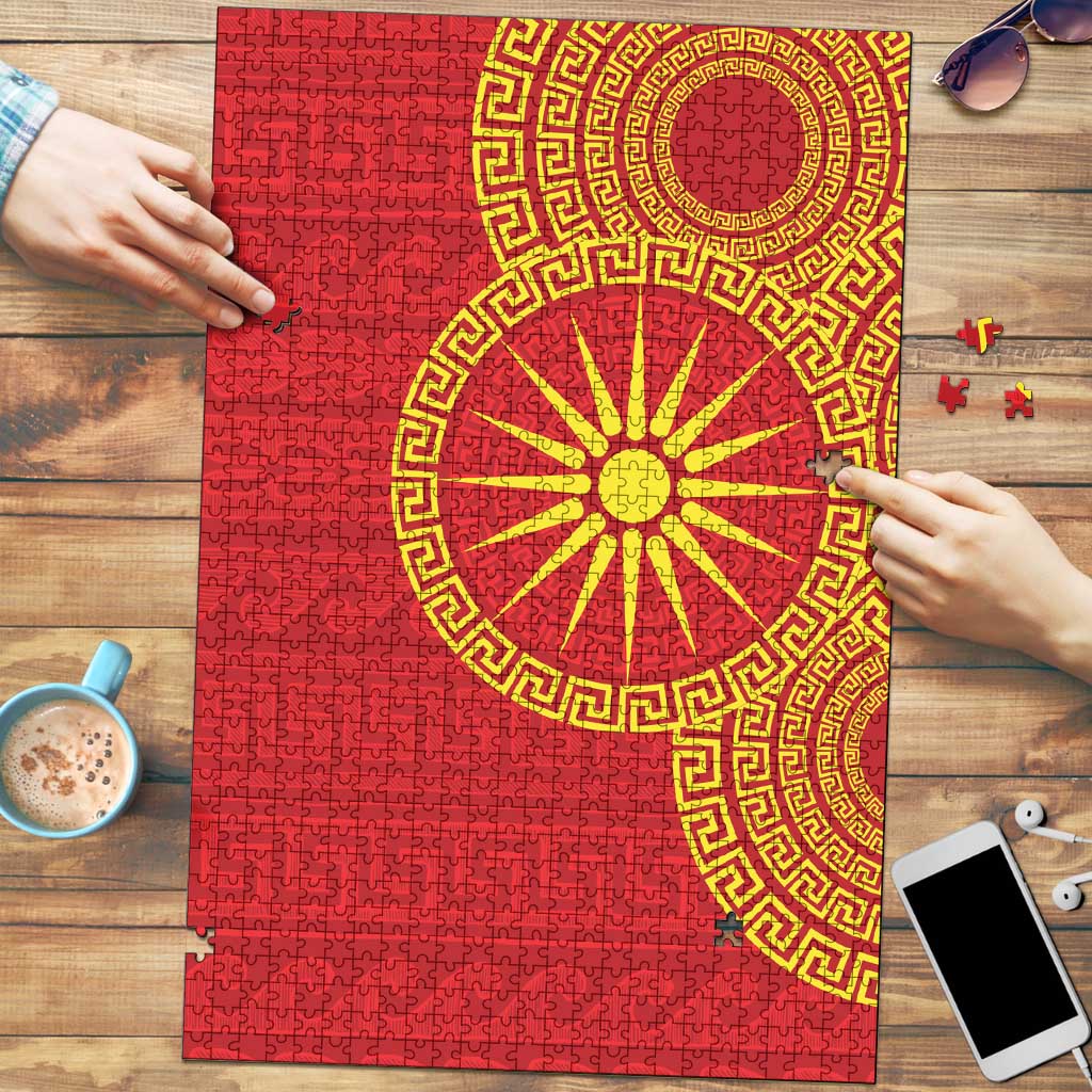 Vergina Sun Macedonia Puzzle Greek Pattern Red - Wonder Print Shop