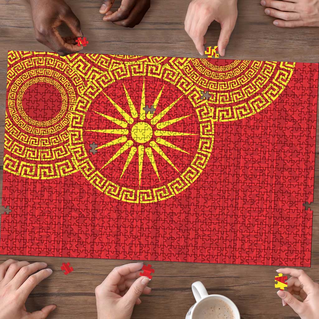 Vergina Sun Macedonia Puzzle Greek Pattern Red - Wonder Print Shop