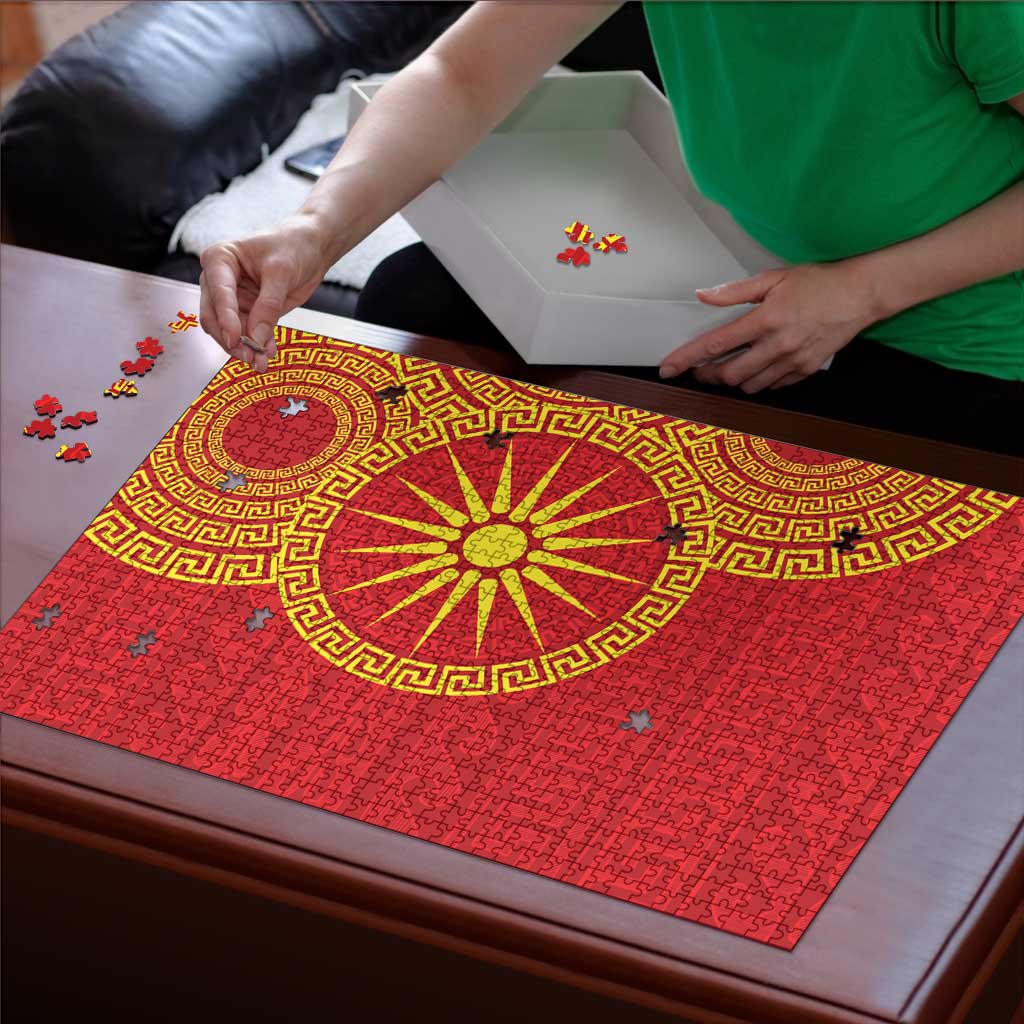 Vergina Sun Macedonia Puzzle Greek Pattern Red - Wonder Print Shop