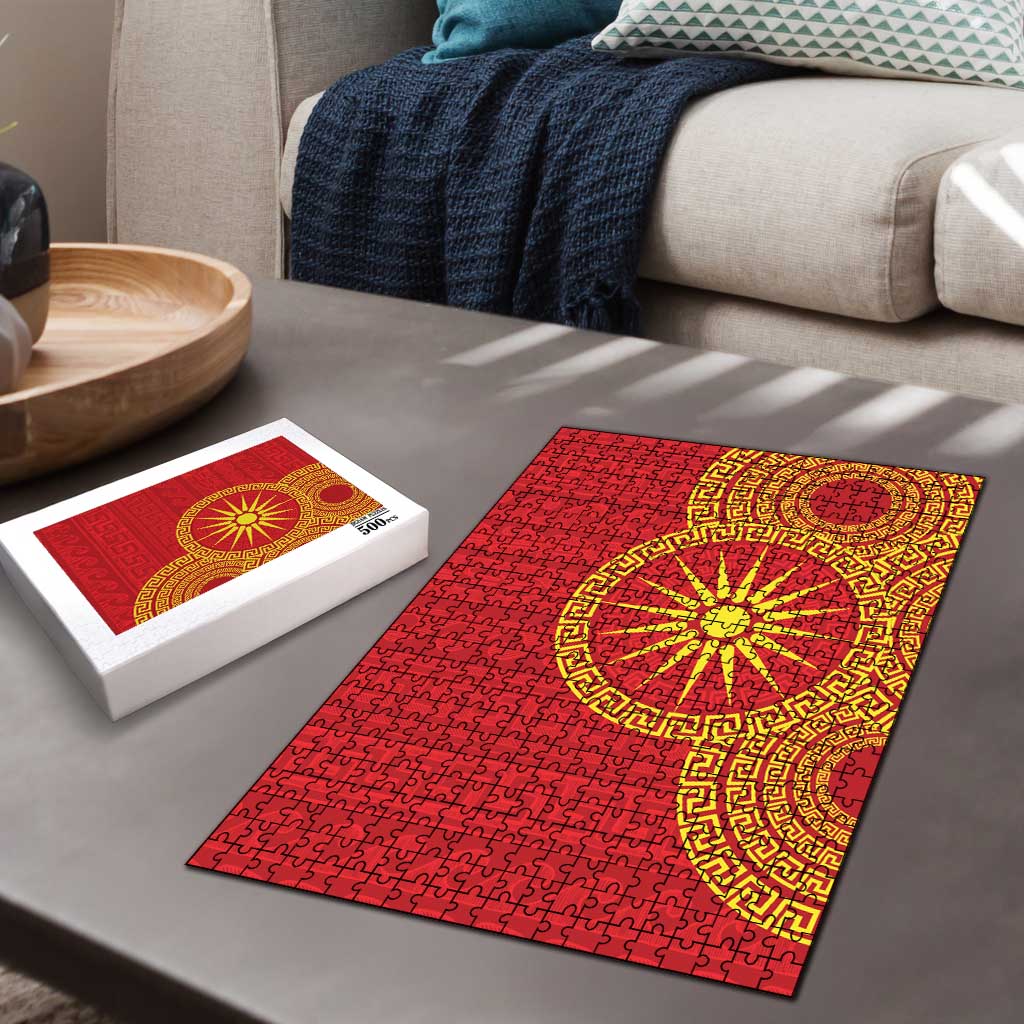 Vergina Sun Macedonia Puzzle Greek Pattern Red - Wonder Print Shop
