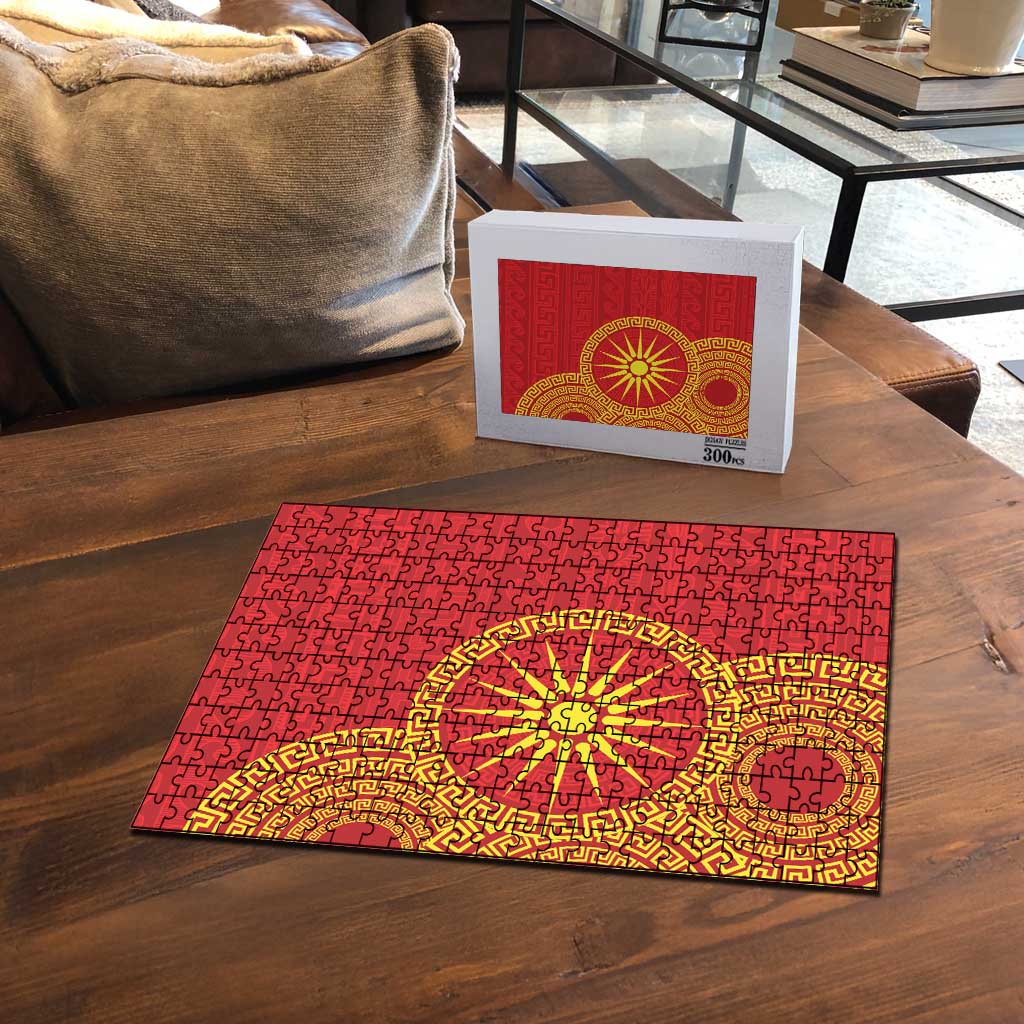 Vergina Sun Macedonia Puzzle Greek Pattern Red - Wonder Print Shop