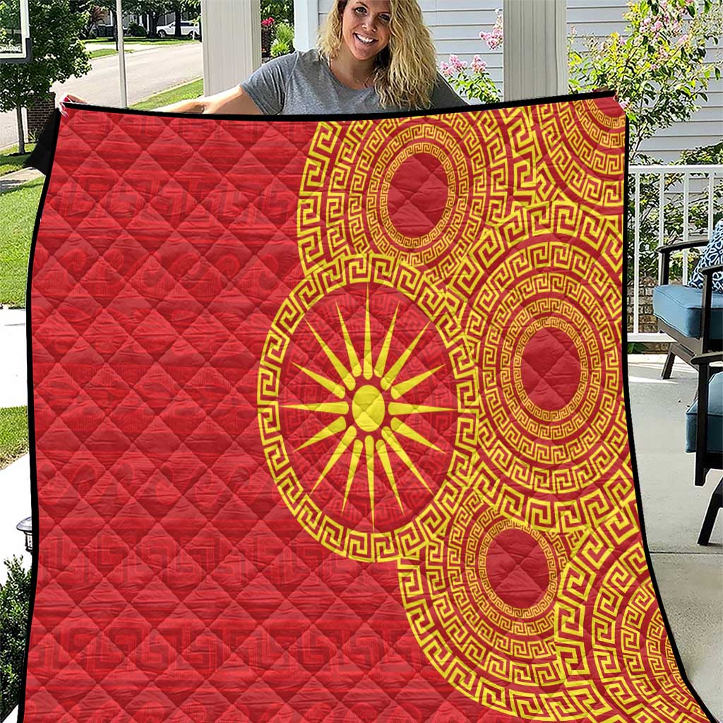 Vergina Sun Macedonia Quilt Greek Pattern Red - Wonder Print Shop