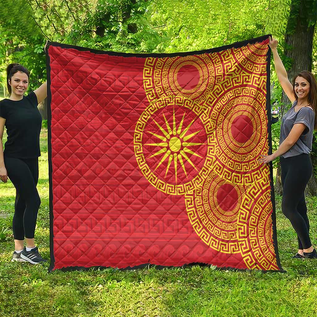 Vergina Sun Macedonia Quilt Greek Pattern Red - Wonder Print Shop
