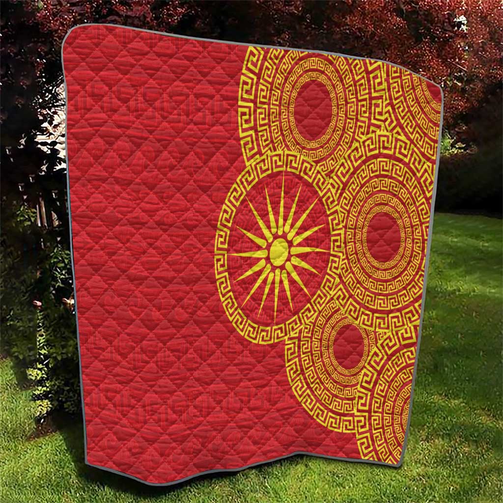Vergina Sun Macedonia Quilt Greek Pattern Red - Wonder Print Shop