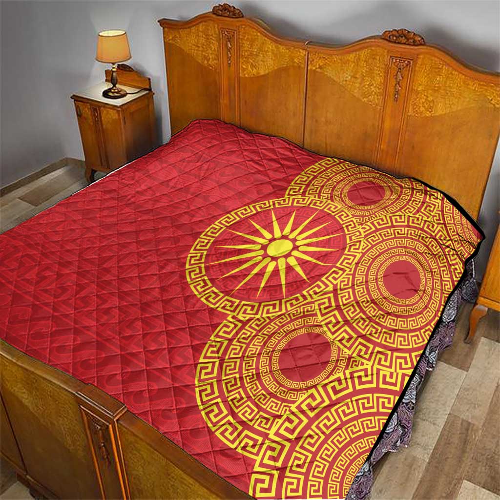 Vergina Sun Macedonia Quilt Greek Pattern Red - Wonder Print Shop