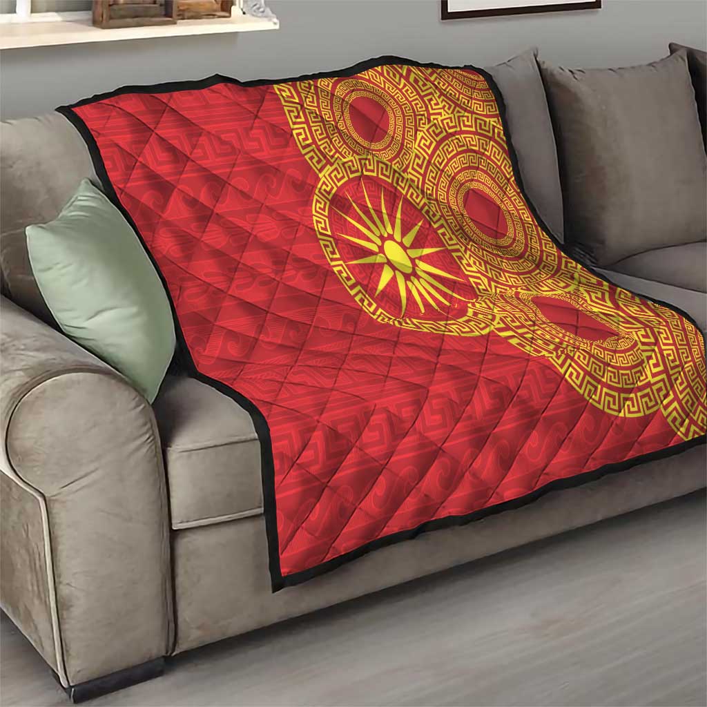 Vergina Sun Macedonia Quilt Greek Pattern Red - Wonder Print Shop