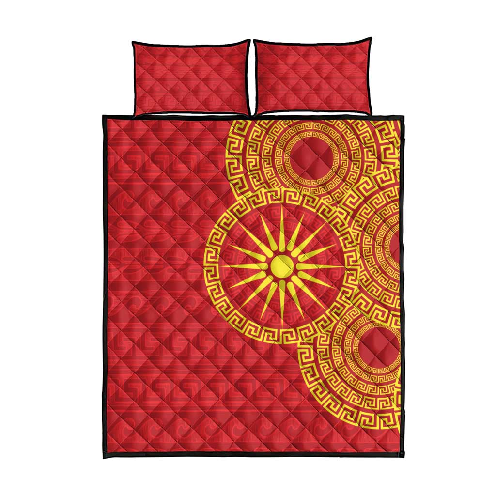 Vergina Sun Macedonia Quilt Bed Set Greek Pattern Red - Wonder Print Shop