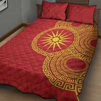 Vergina Sun Macedonia Quilt Bed Set Greek Pattern Red - Wonder Print Shop