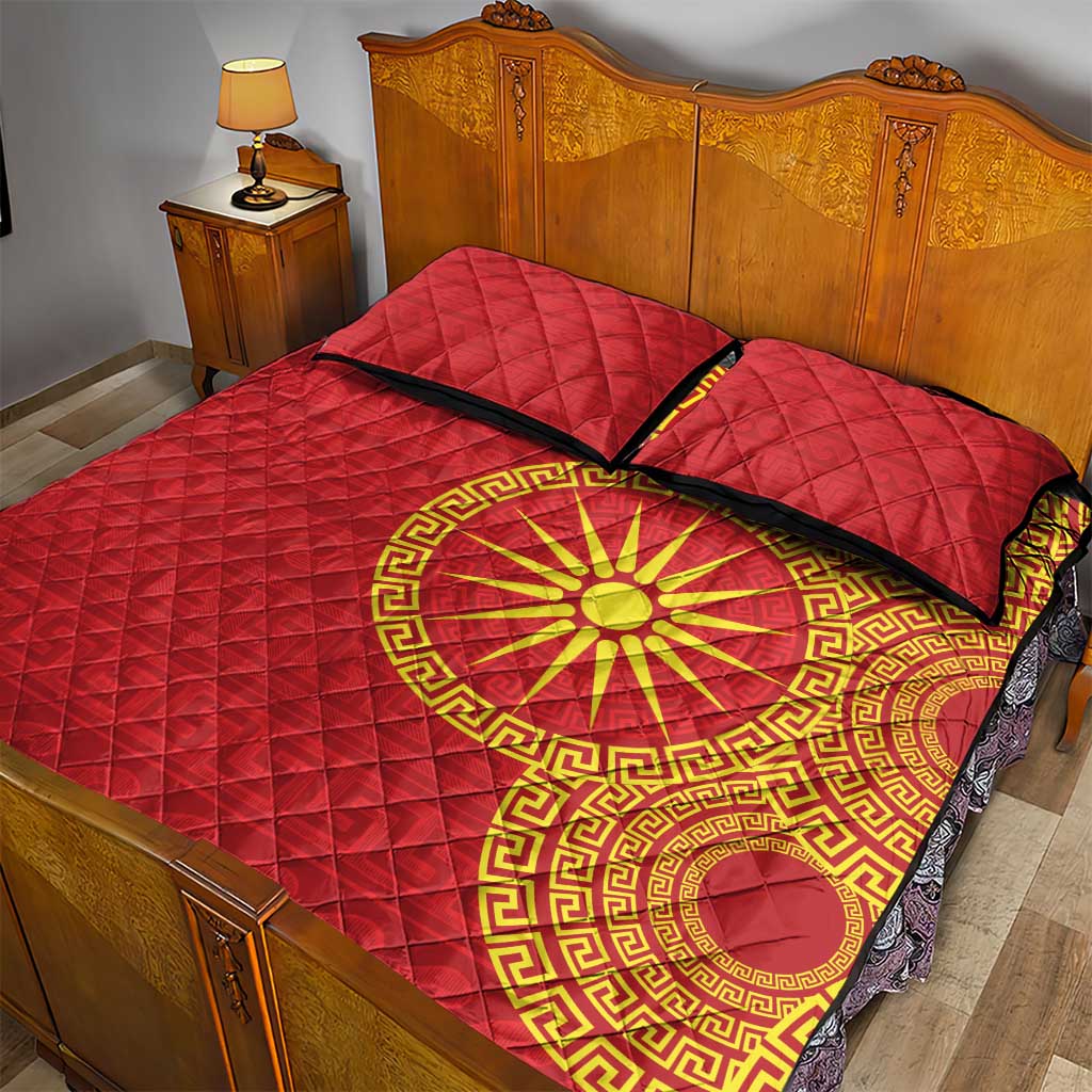 Vergina Sun Macedonia Quilt Bed Set Greek Pattern Red - Wonder Print Shop